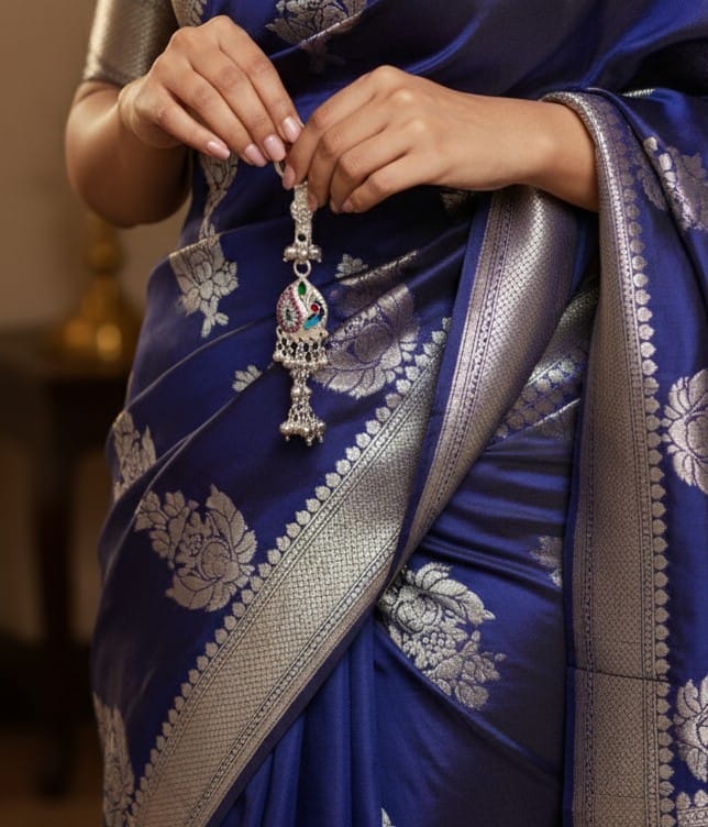 Peacock Aura Silver Keychain