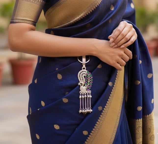 Peacock Majesty Silver Keychain