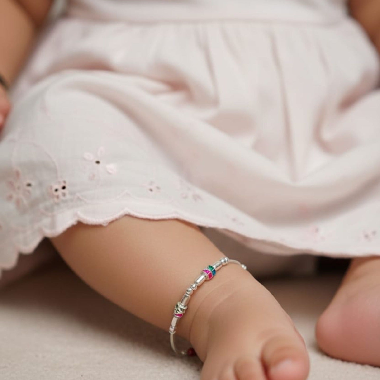 Color Bead Silver Payal