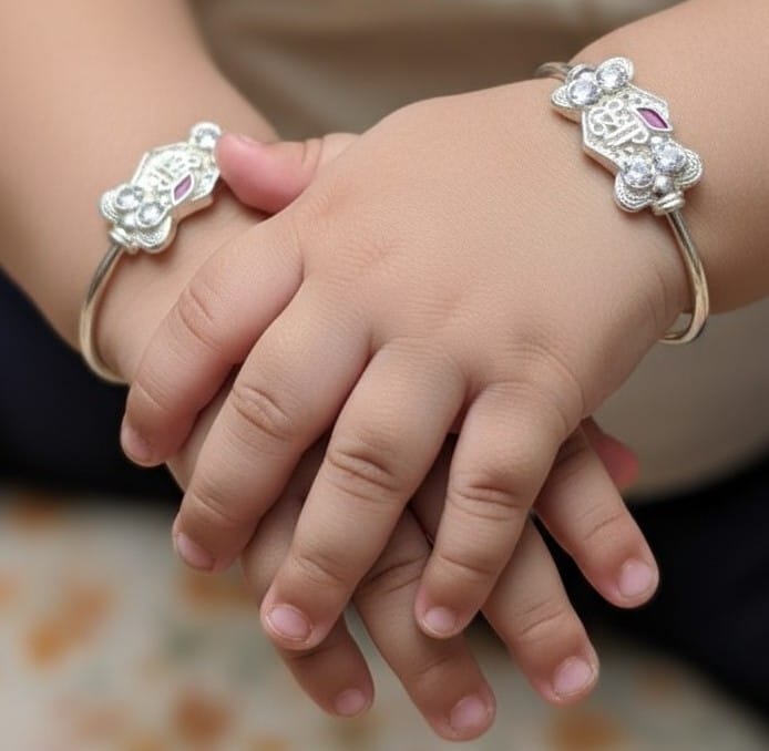Royal Petal Silver Bangles