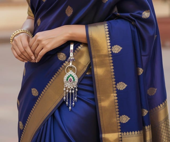 Royal Peacock Silver Keychain