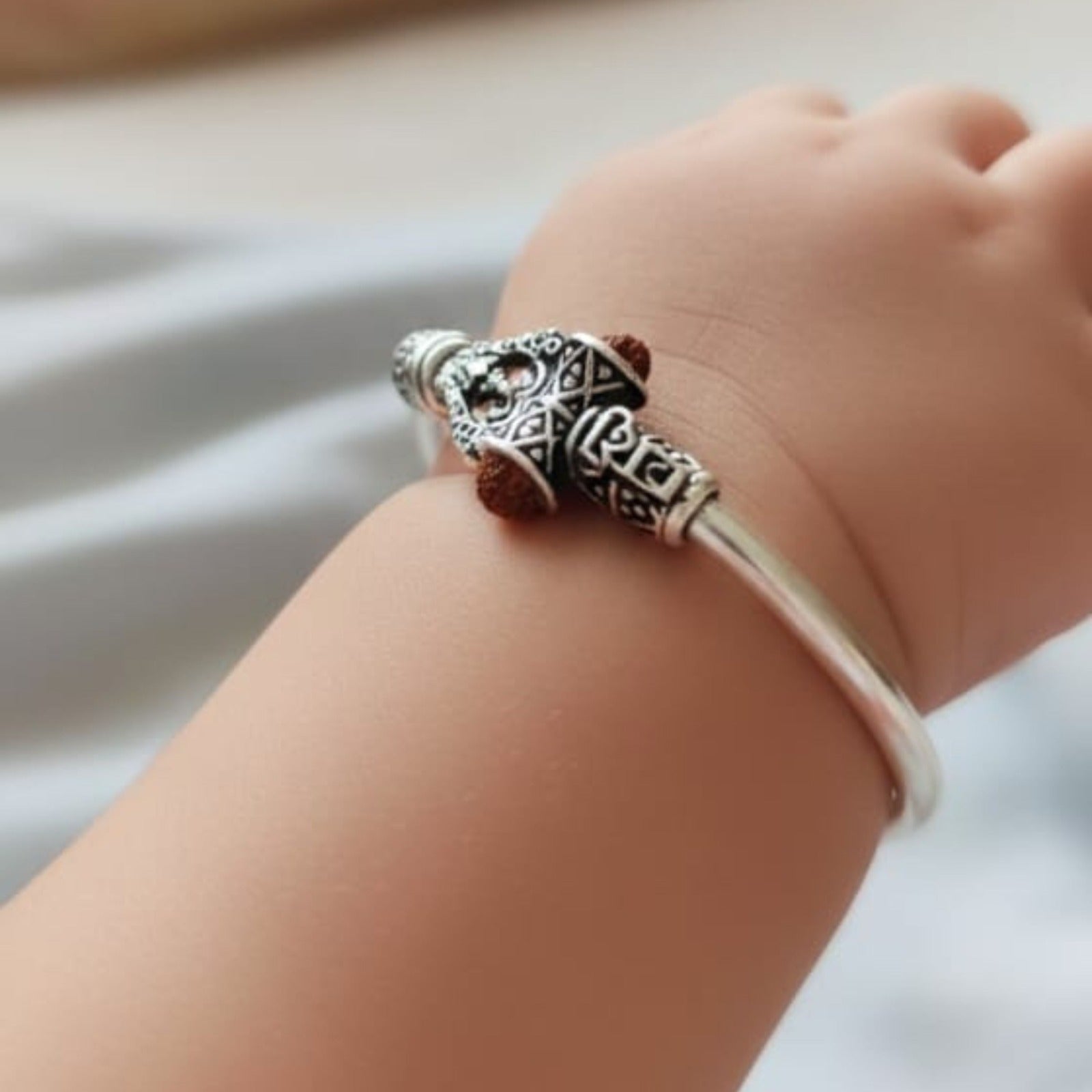 Baby Rudraksha Silver Kada