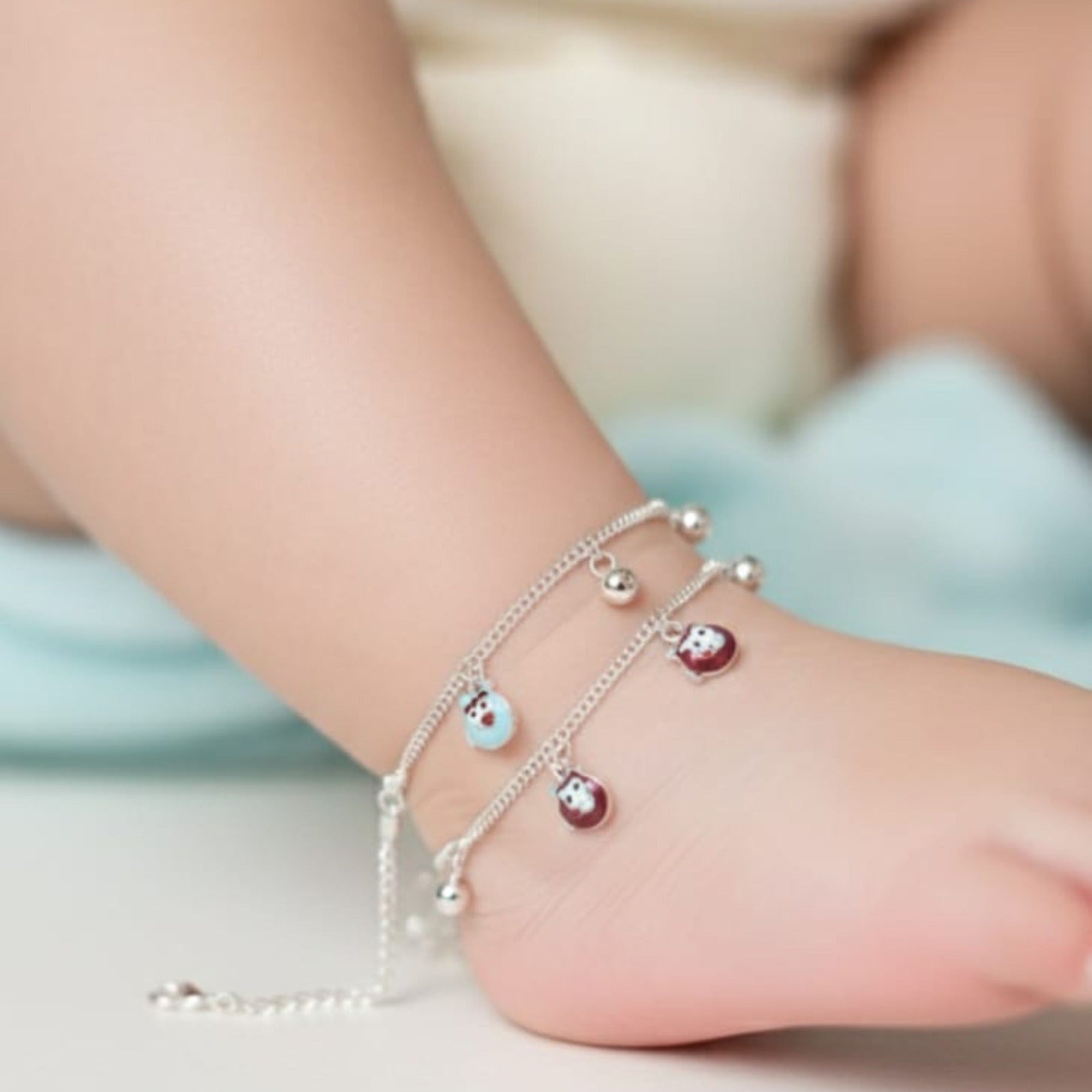 Cute Panda Duo Charm Silver Payal