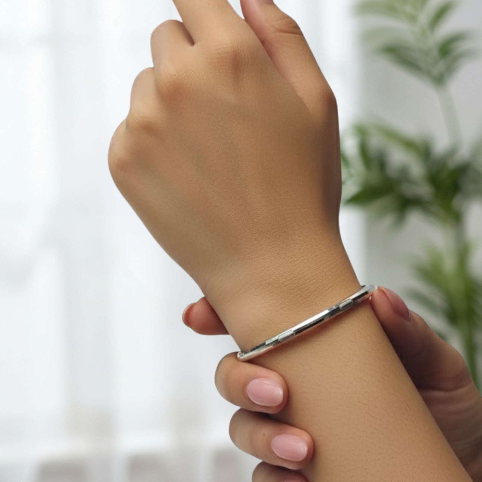 Silver Premium Engraved Bangle