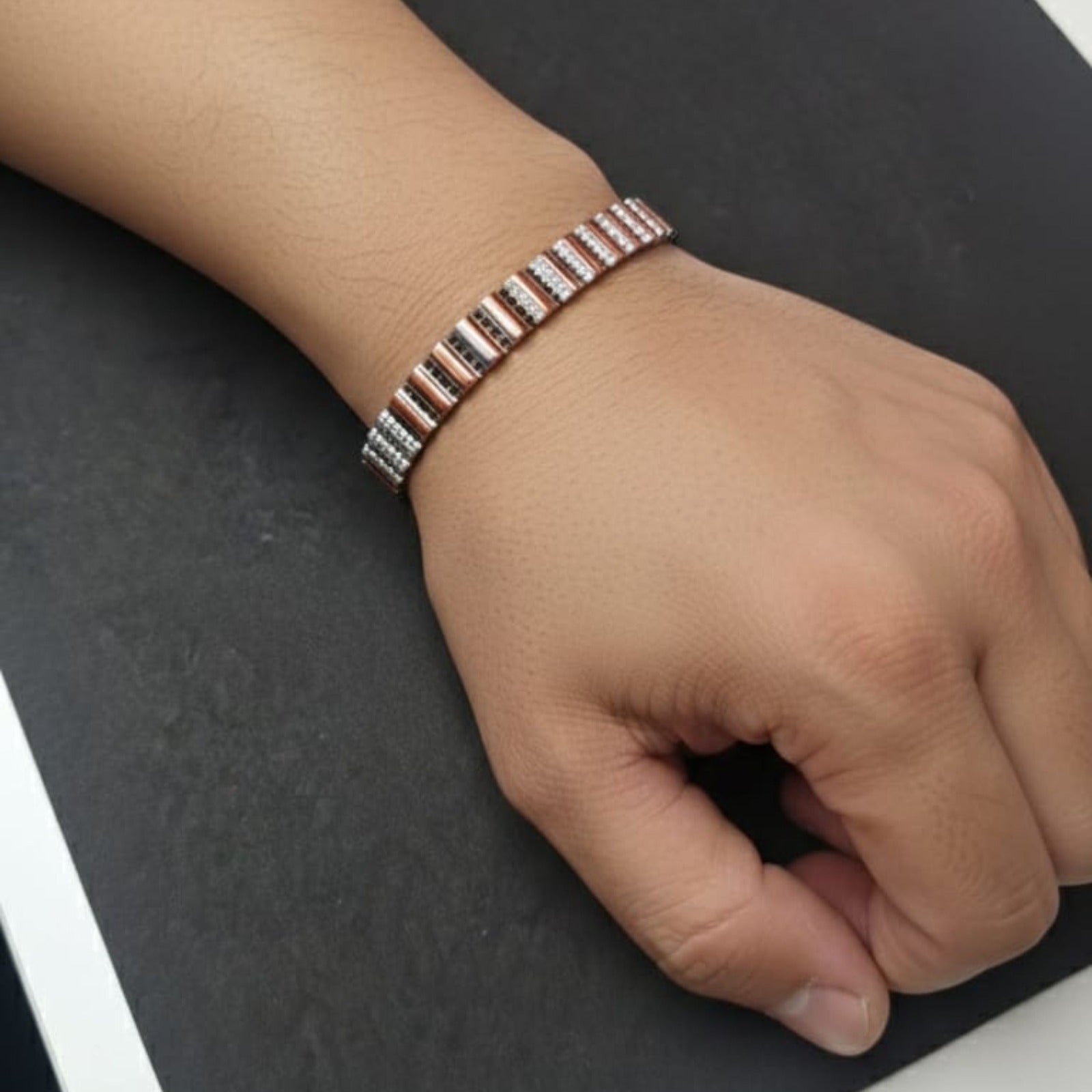 Silver Crystal Stripe Bracelet