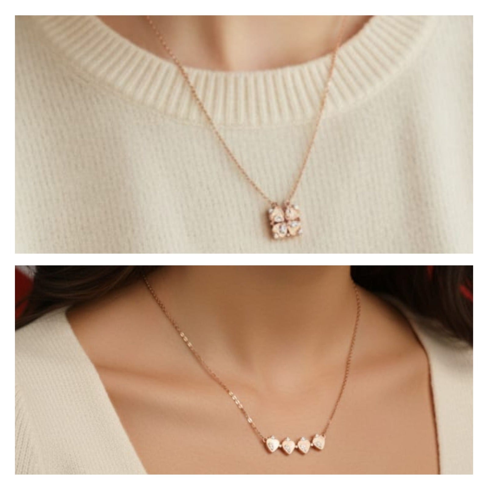 Silver Rosy Heart Bloom Necklace