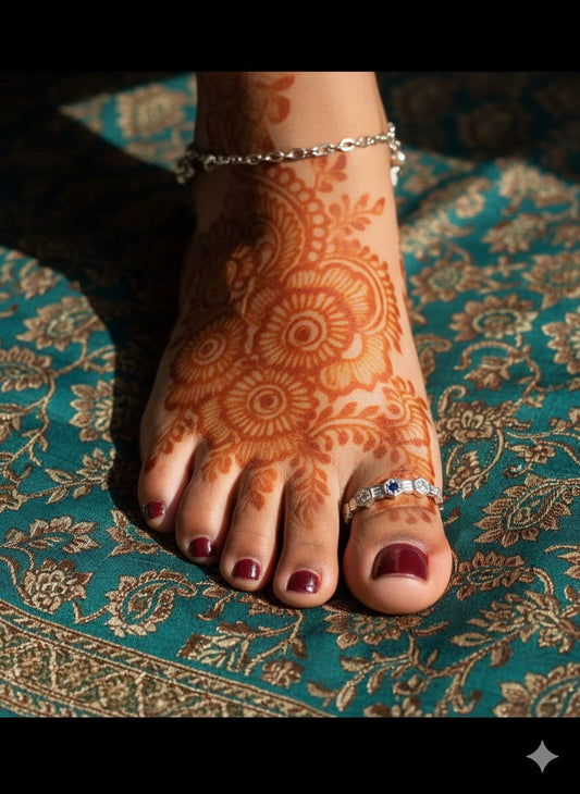 Blue Sparkle Silver Toe Ring