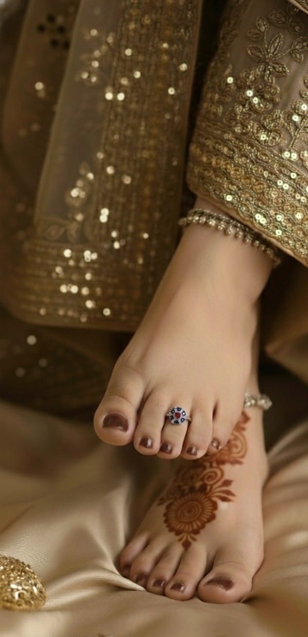 Ruby-Blue Sparkle Toe Ring