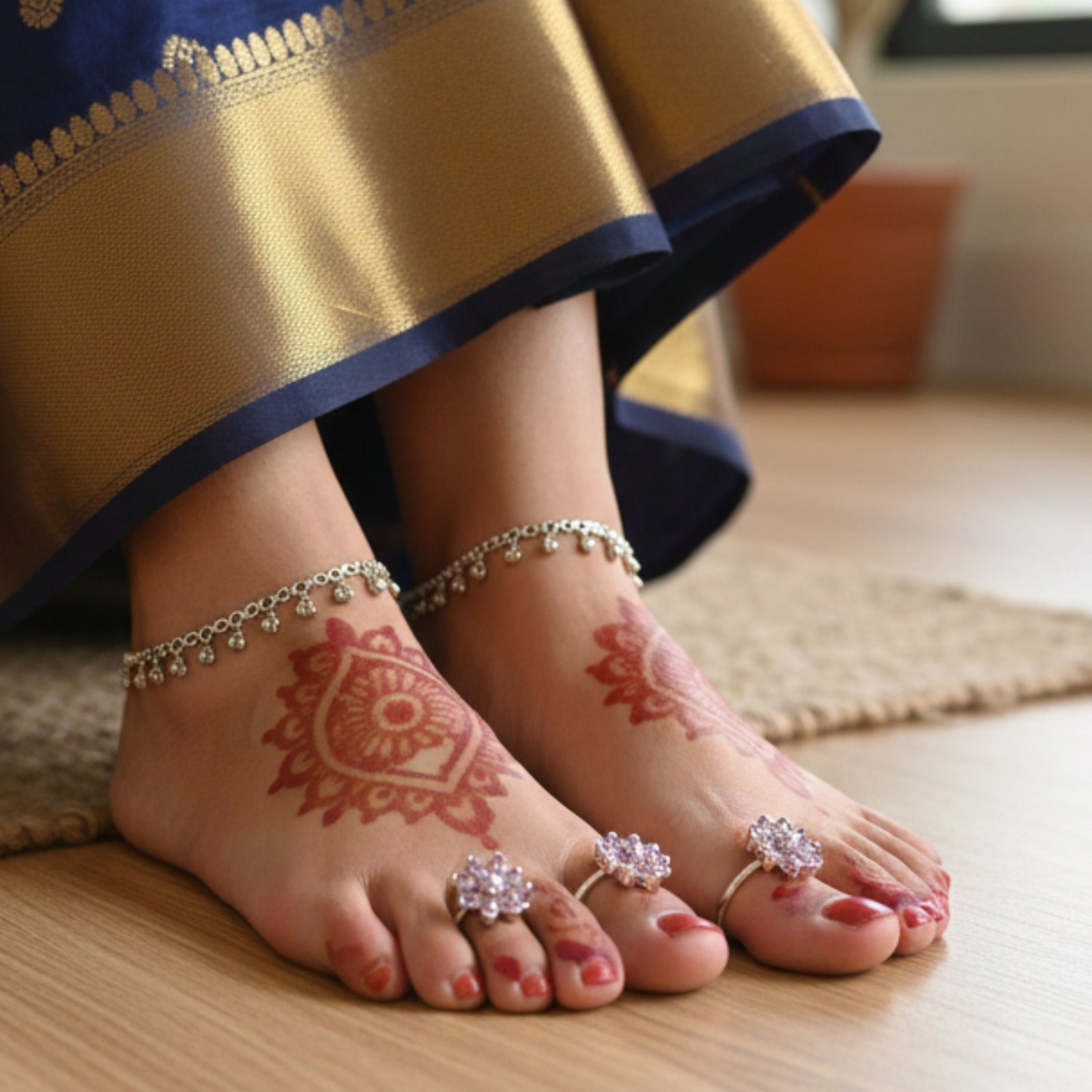 Ruby Bloom Petite Silver ToeRing