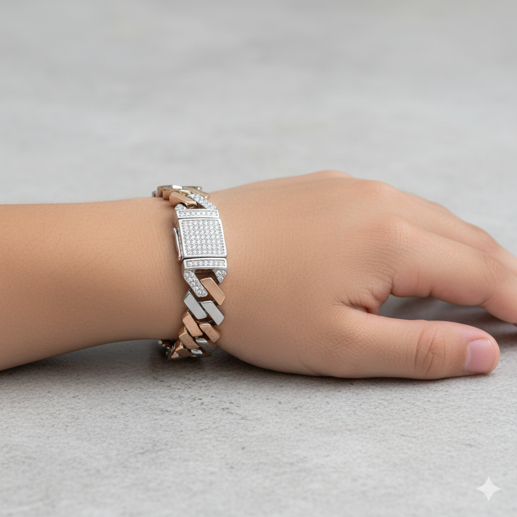 Dual Tone Cuban Bracelet