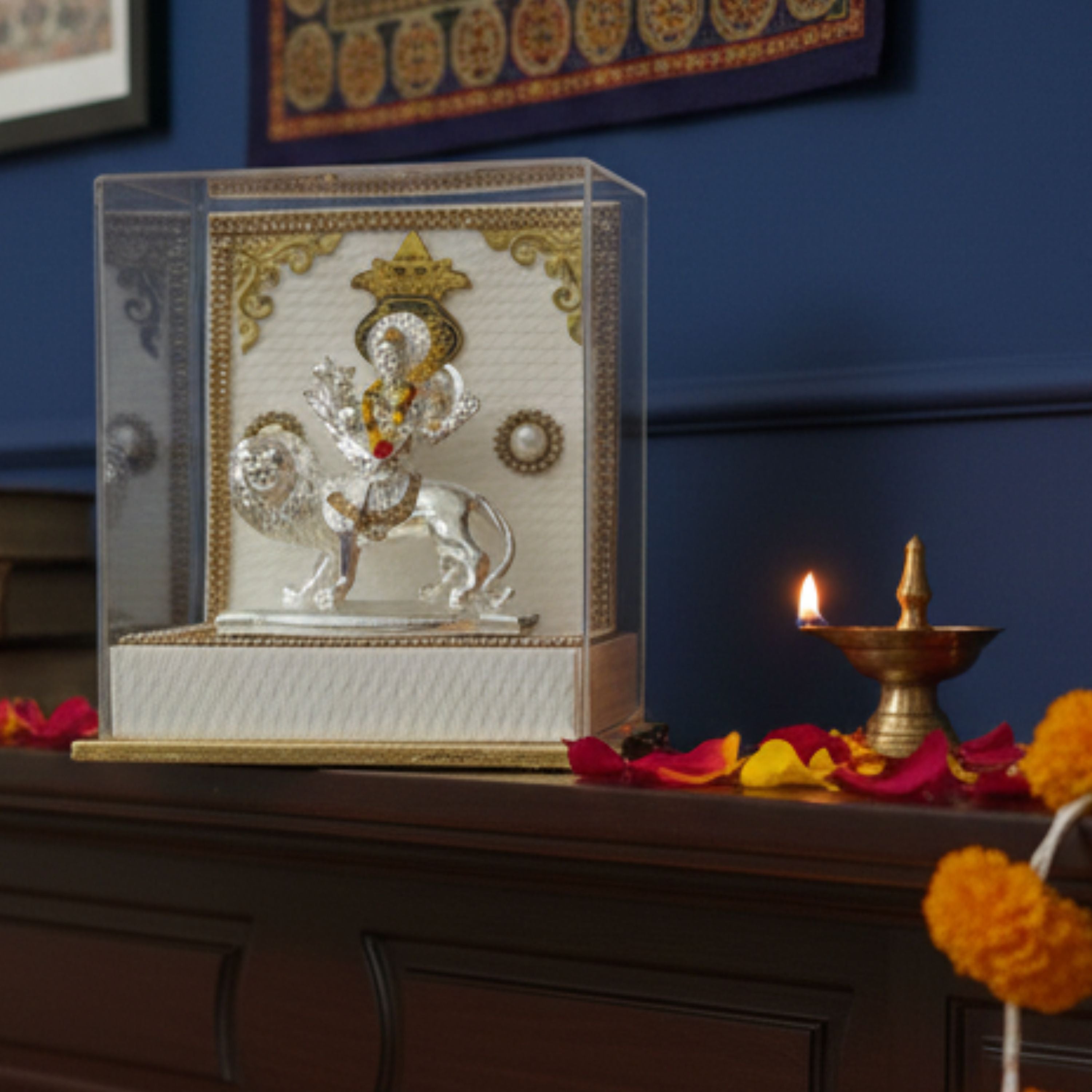 Divine Silver Sherawali Mata Idol