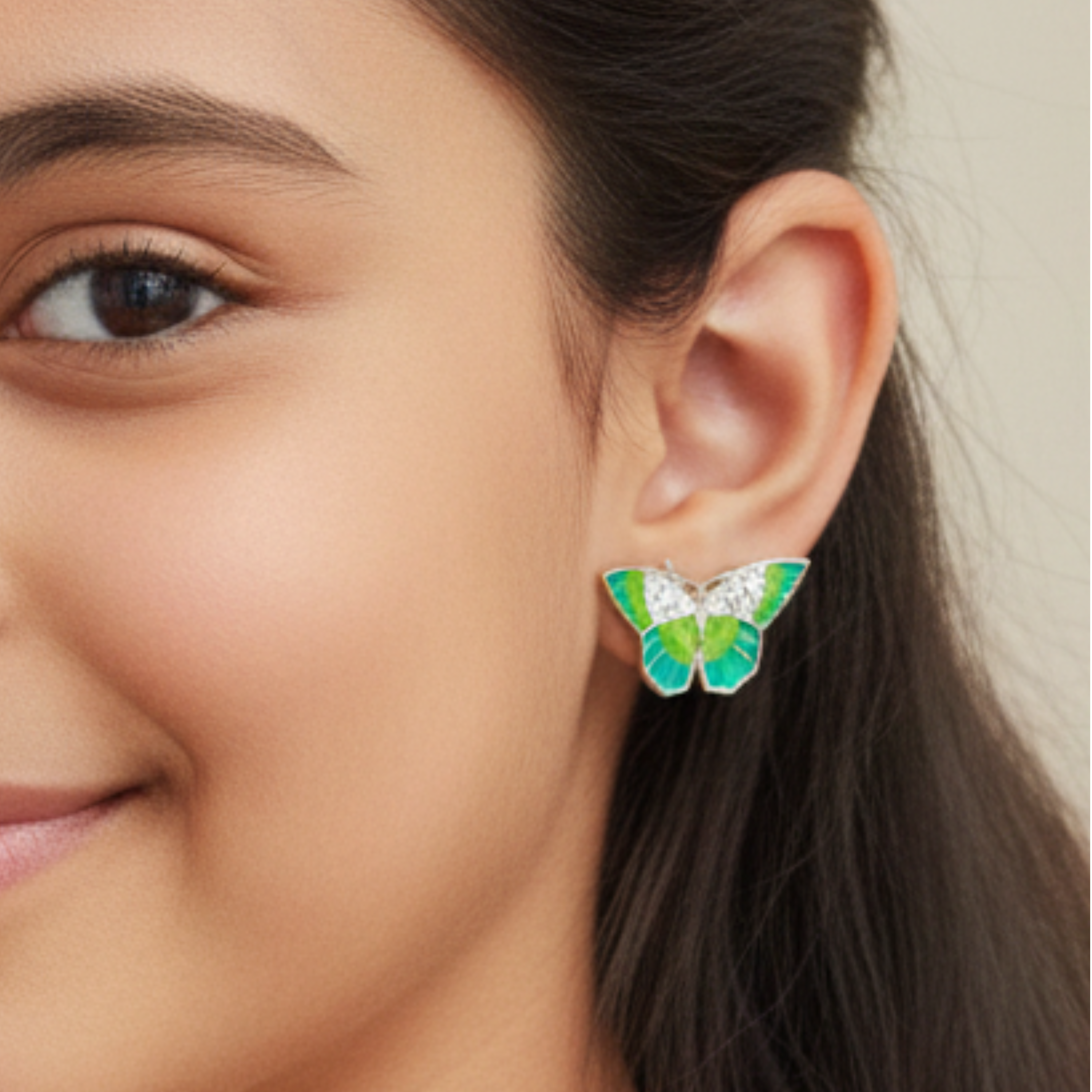 Tropical Shine Sterling Butterfly Stud
