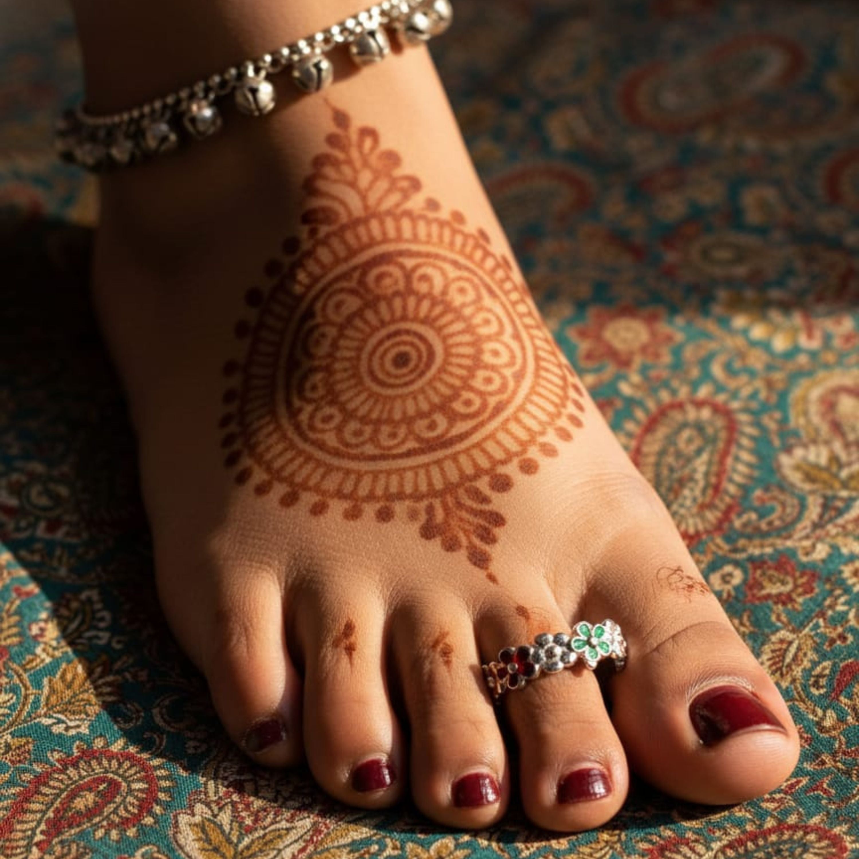 Dual Blossom Silver Toe Ring