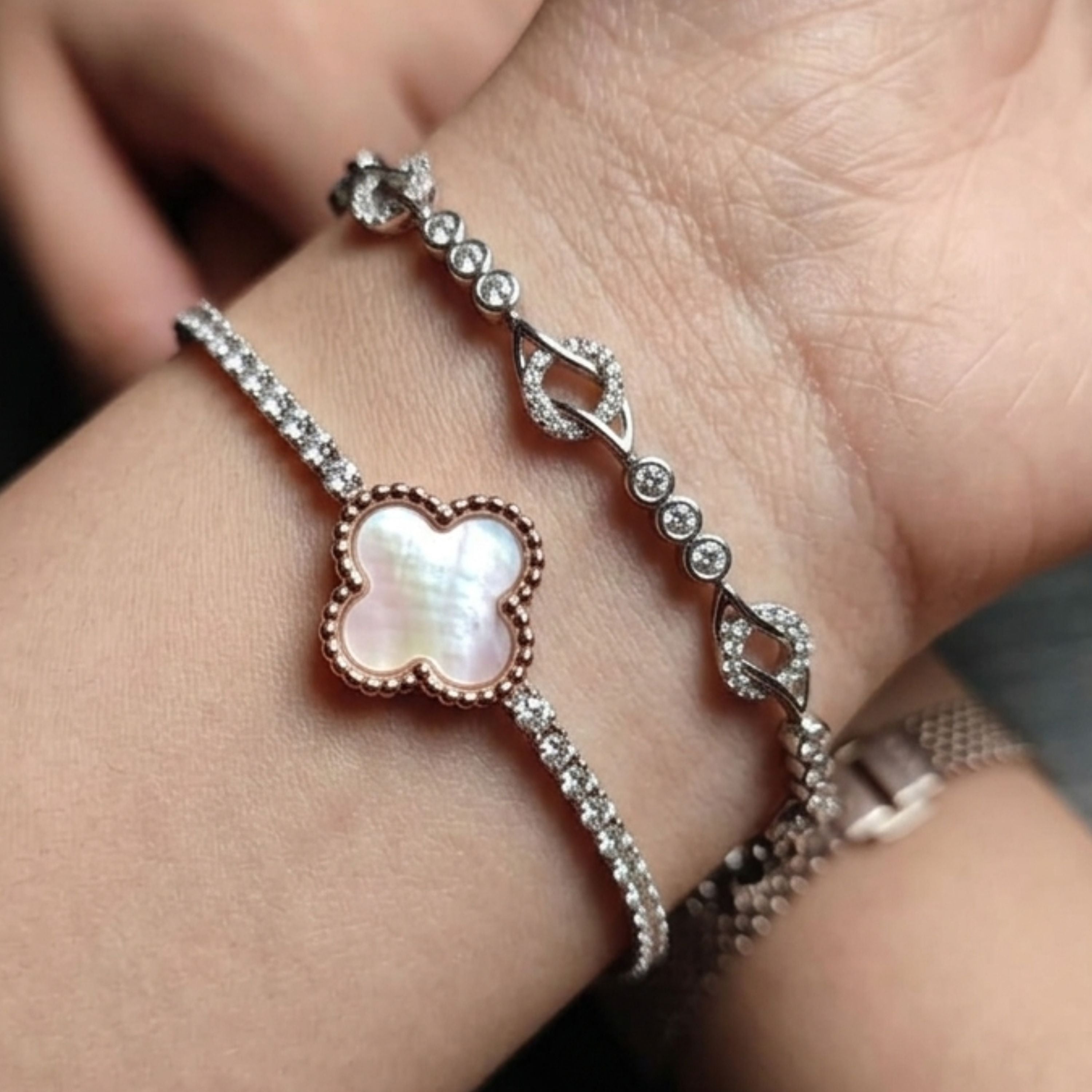 Pearl Blossom Elegance Bracelet Duo