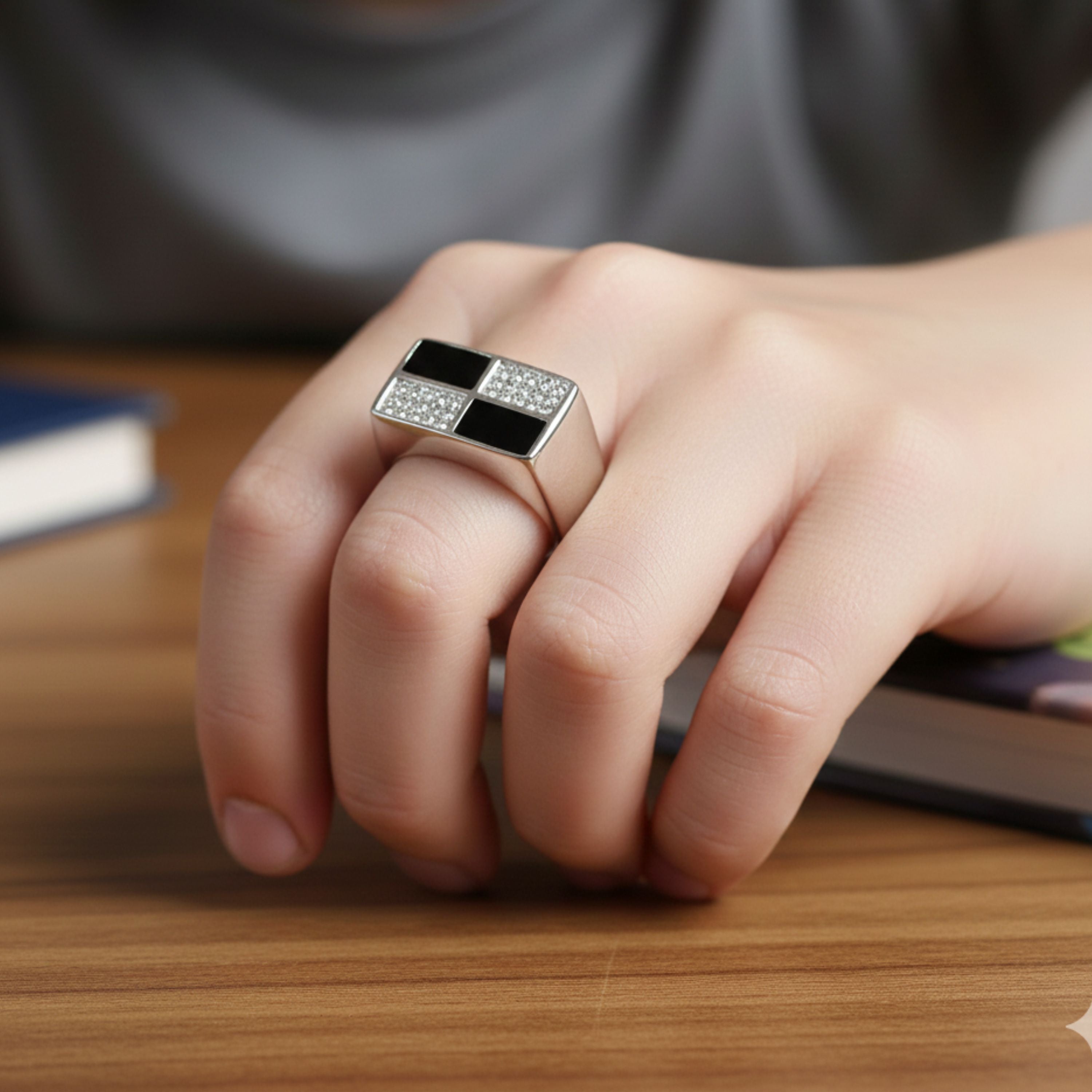 Black Rhinestone Ring
