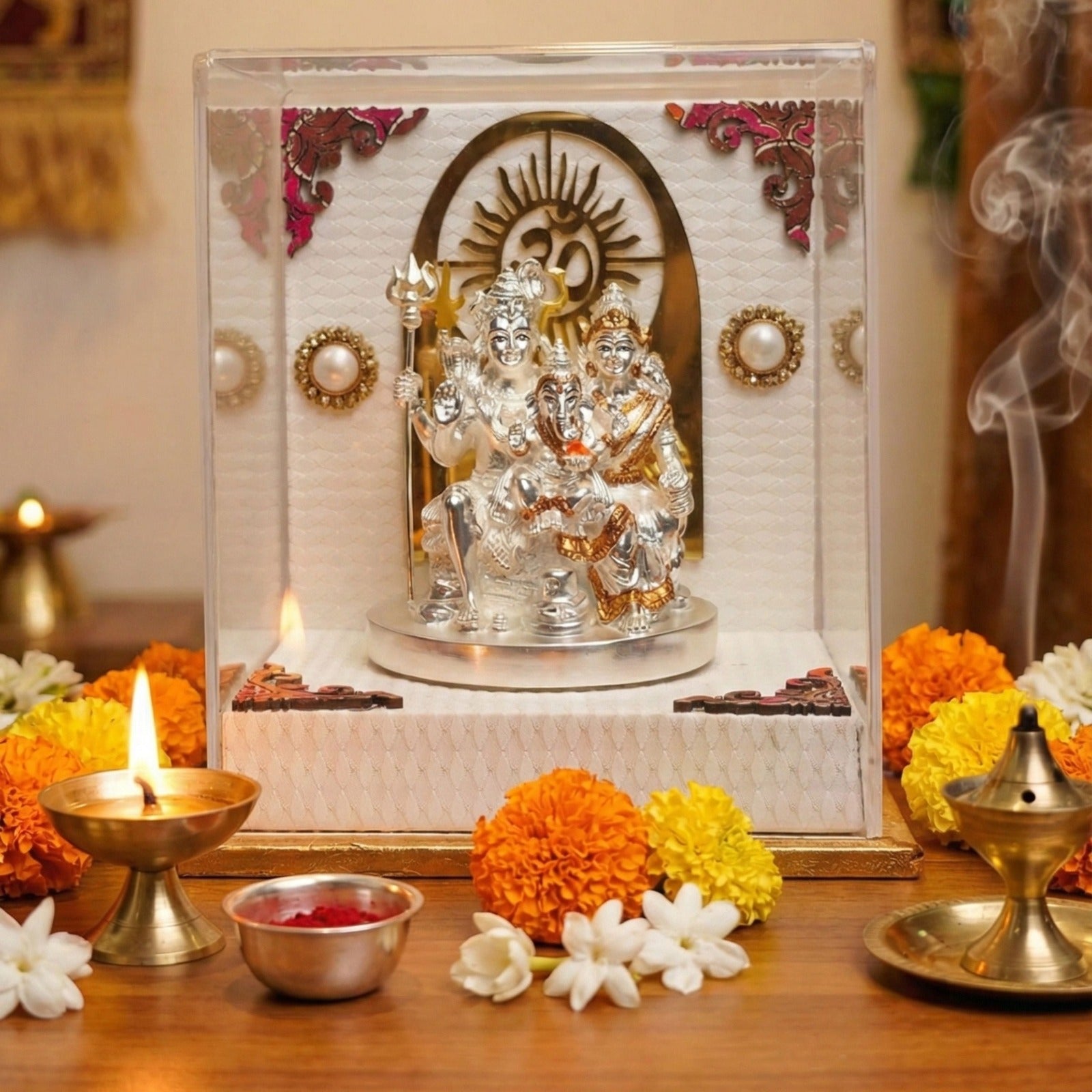 Silver Shiv Parivar Decorative Frame