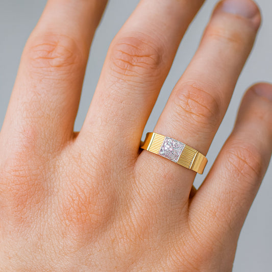 Classic Textured Square Ring