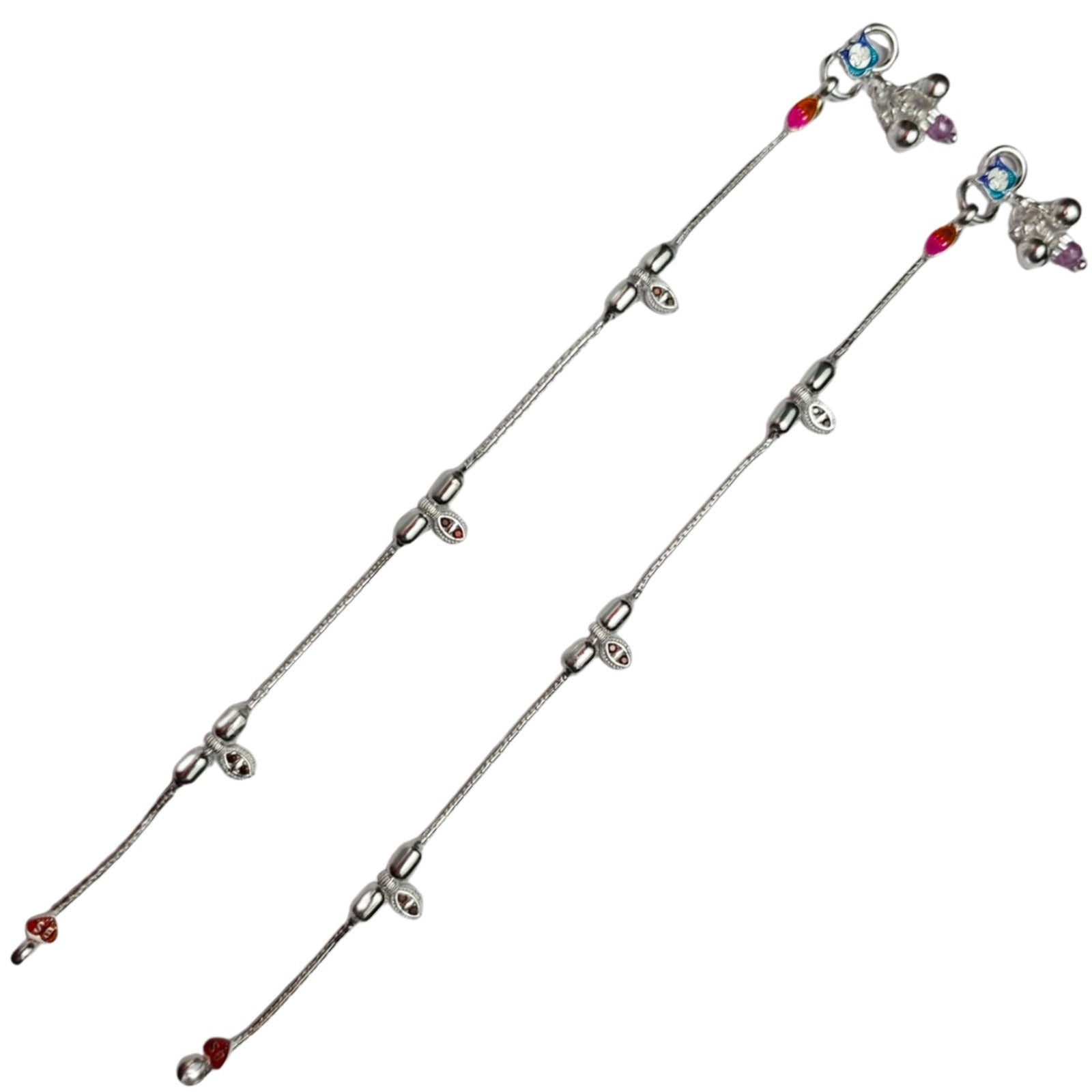 Elegant Bead Silver Payal