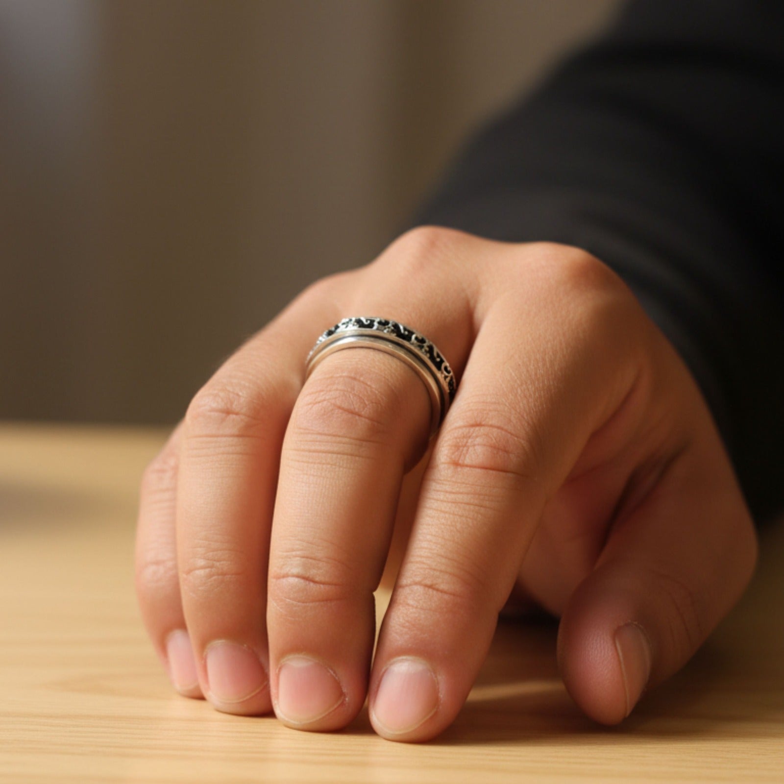 Vintage Black Oxidised Spinner Ring