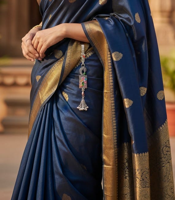 Floral Charm Silver Keychain