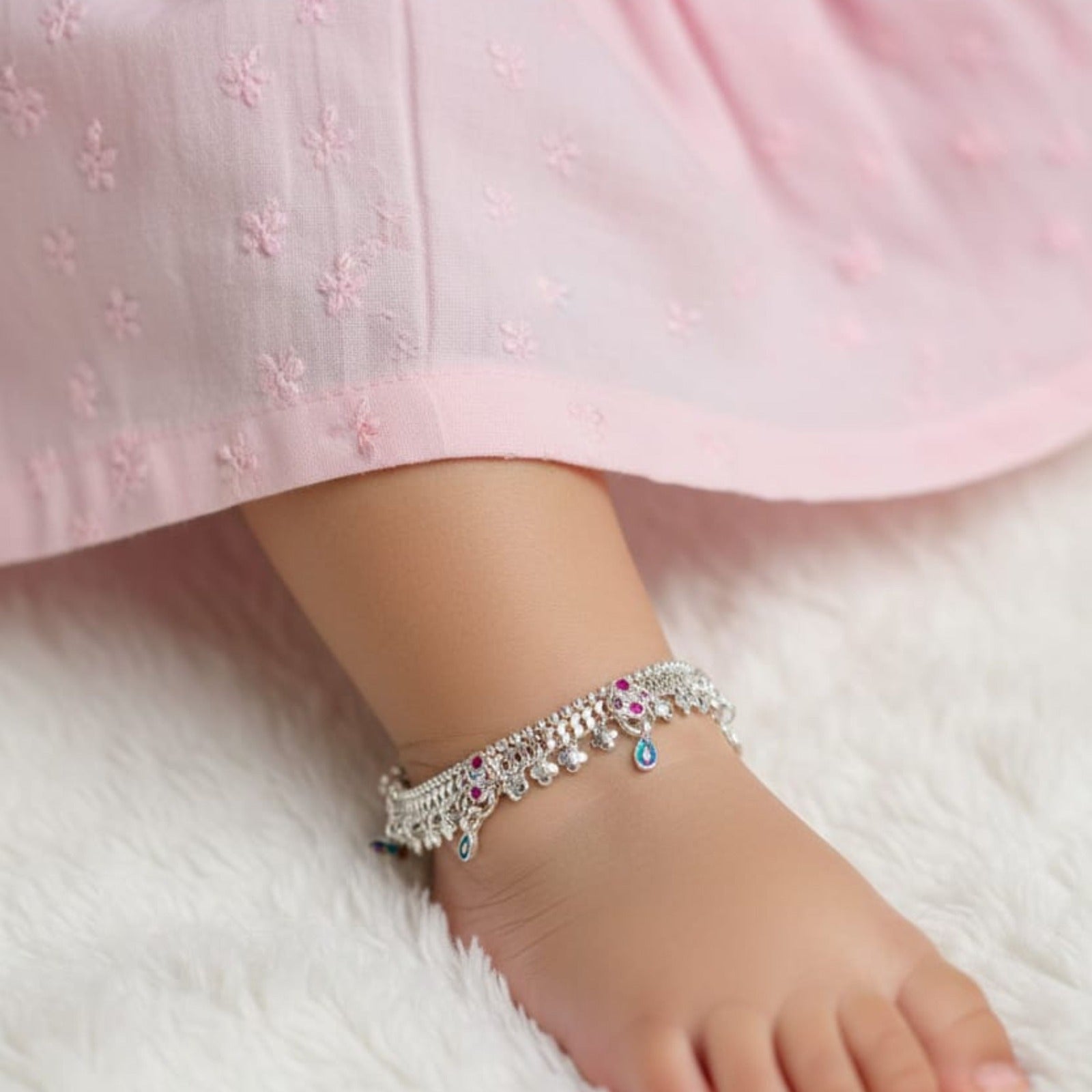 Sparkling Drop Silver Payal