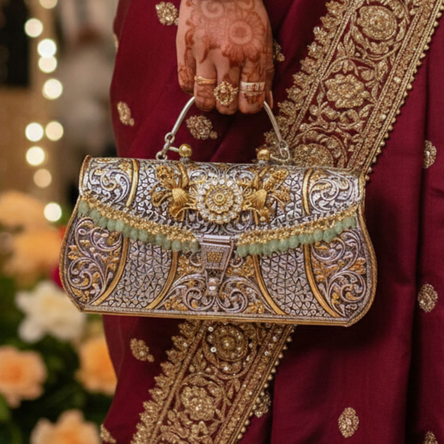 Rajwadi Heirloom Silver Clutch