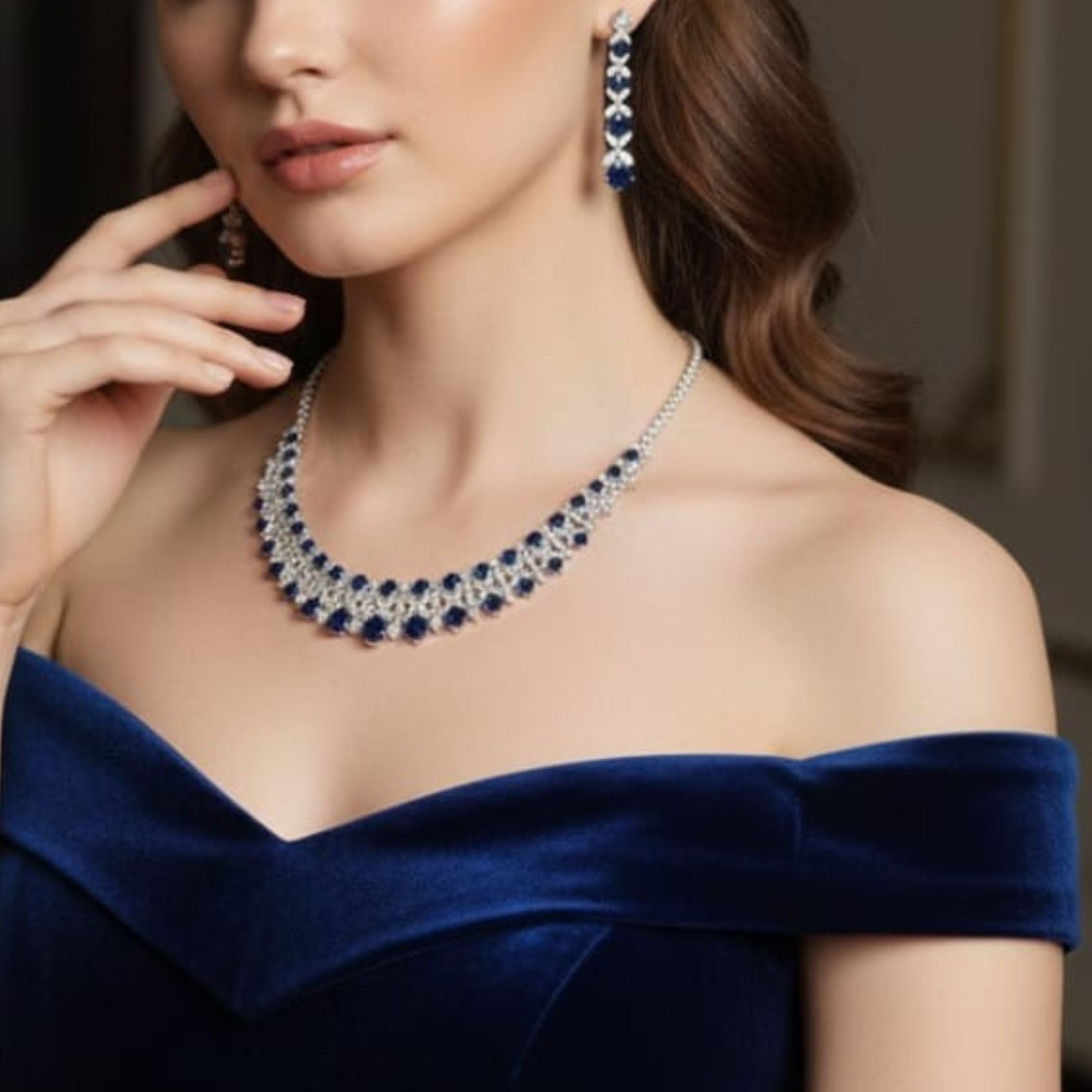 Royal Sapphire Diamond Jewellery Set