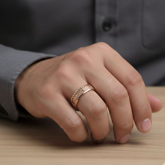 Rose Gold Textured Band Ring
