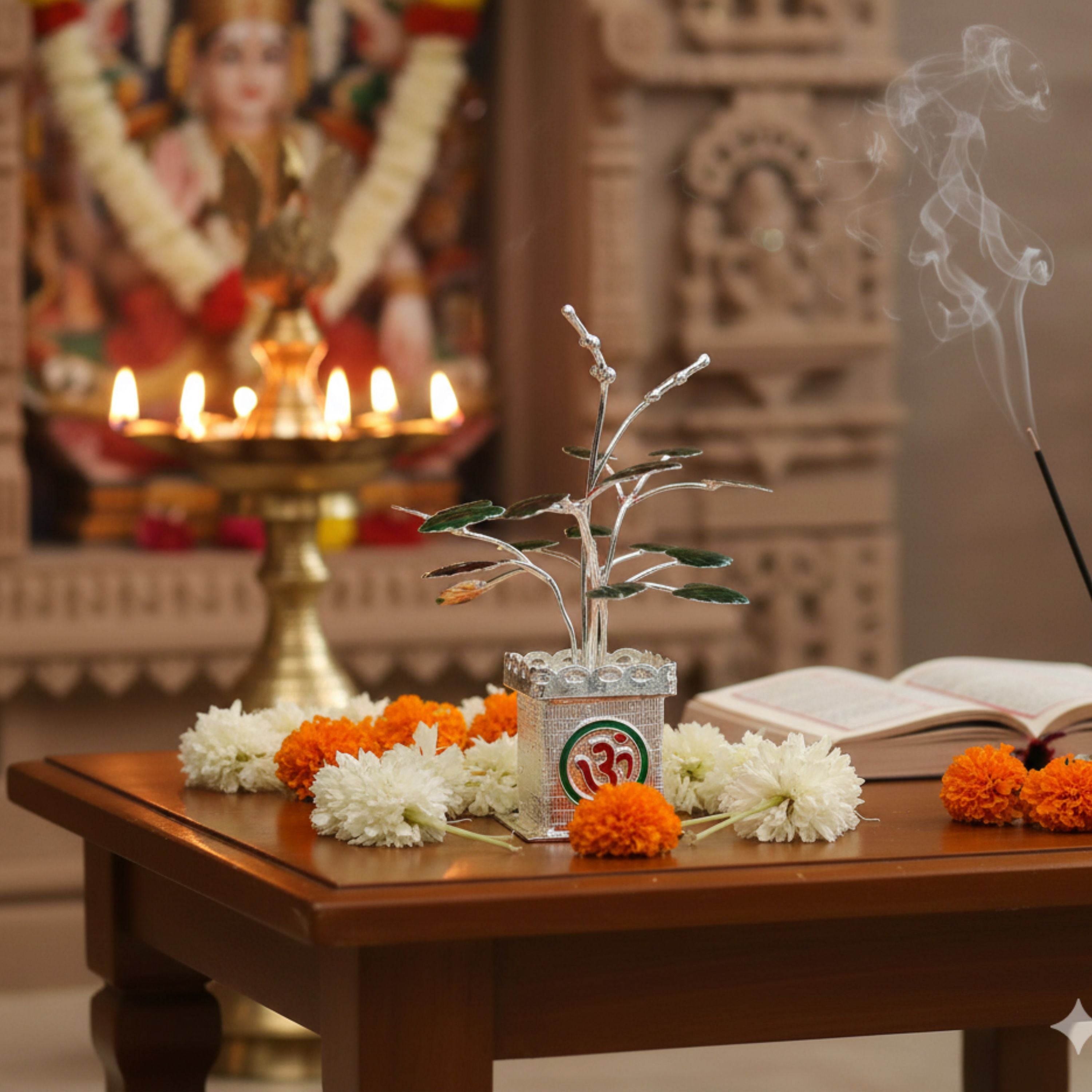 Classic Silver Om Tulsi Plant