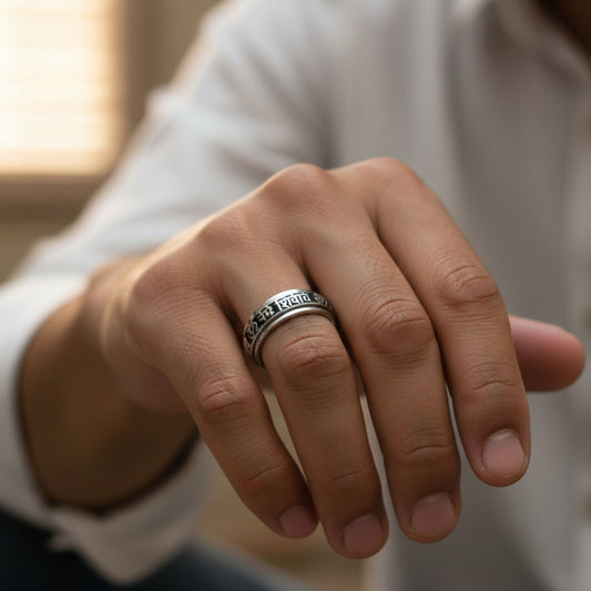Om Namah Shivay Silver Spinner Ring