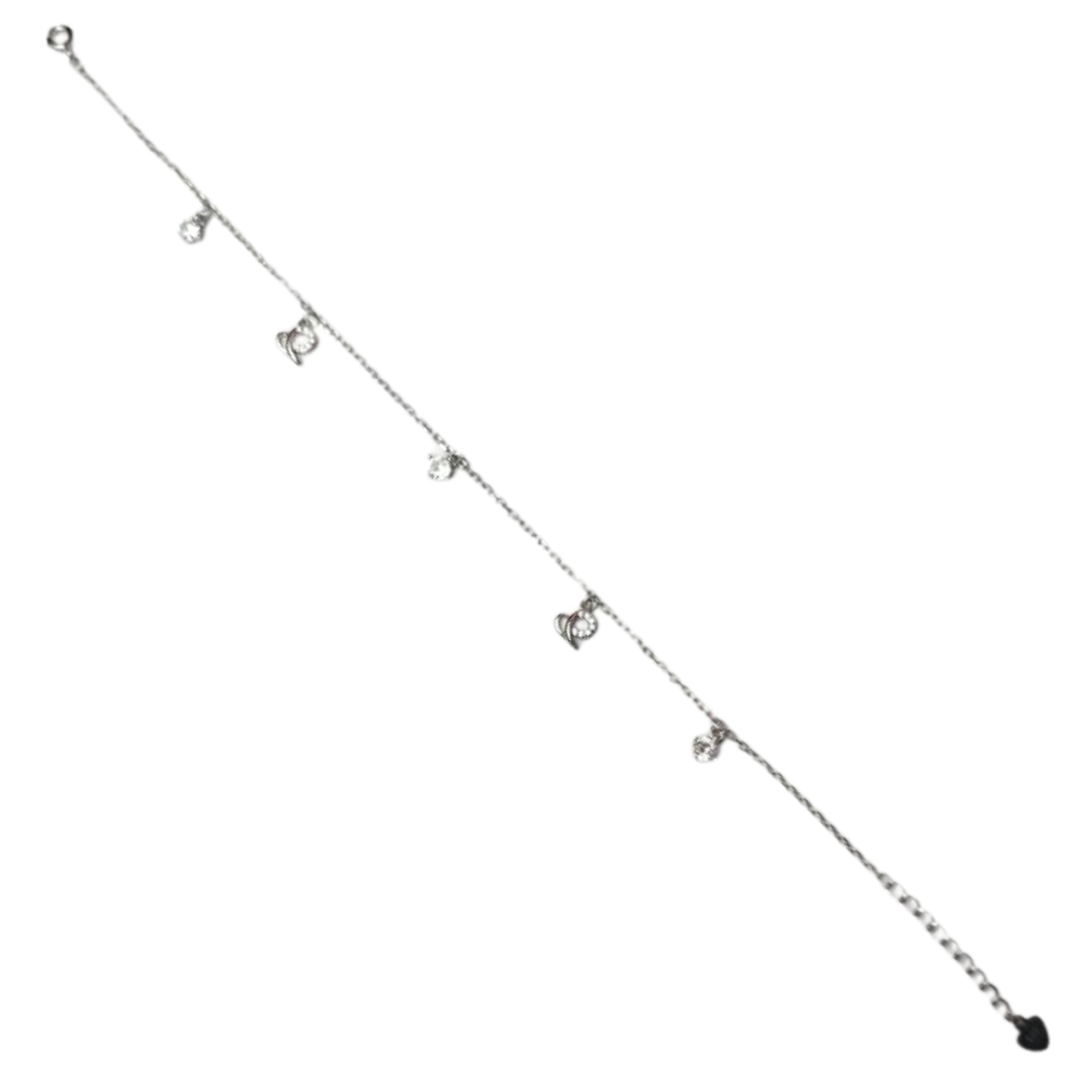 Silver Double Heart Charm Anklet