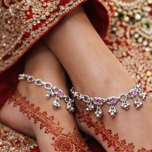 Silver Ruby Blossom Payal