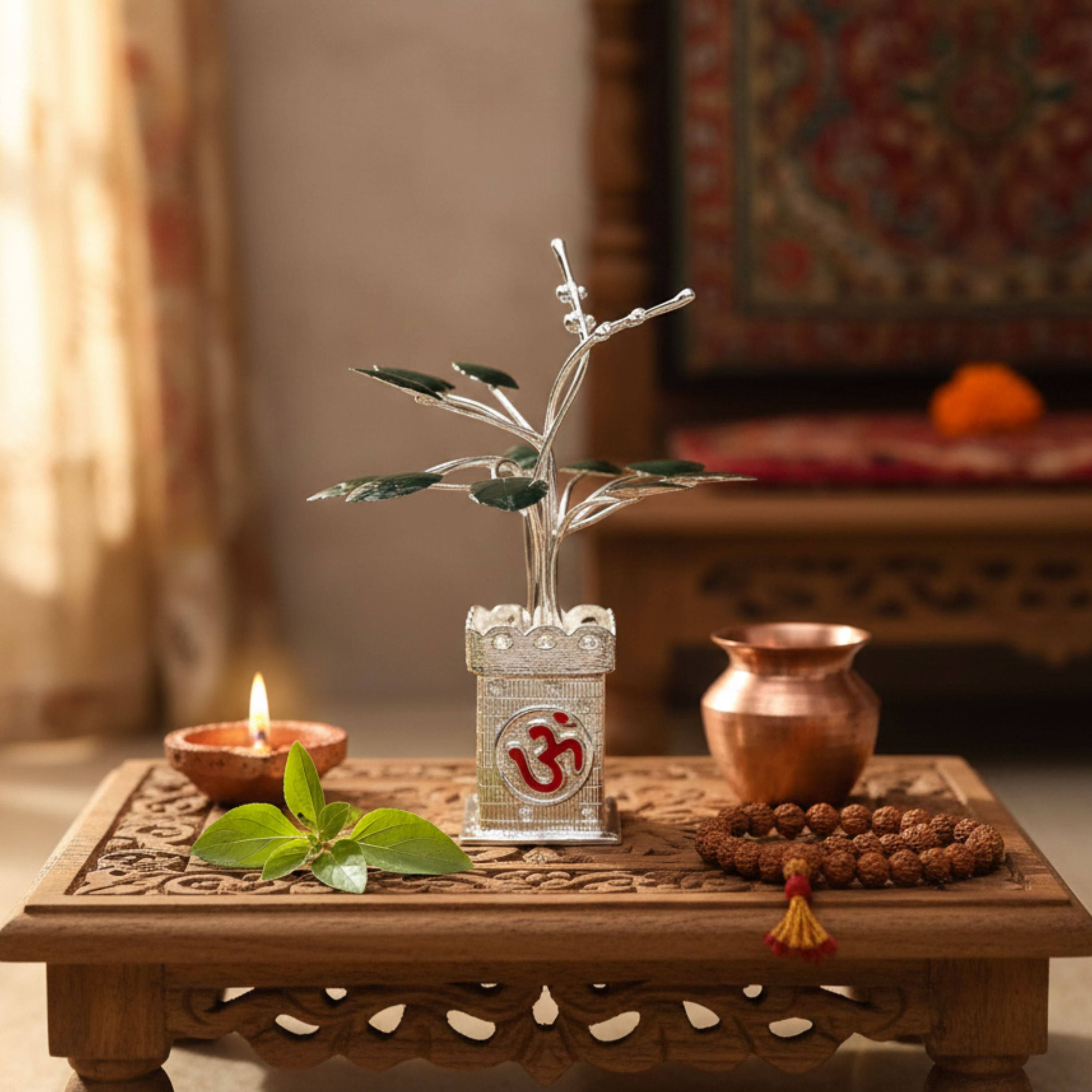 Silver Om Tulsi Plant