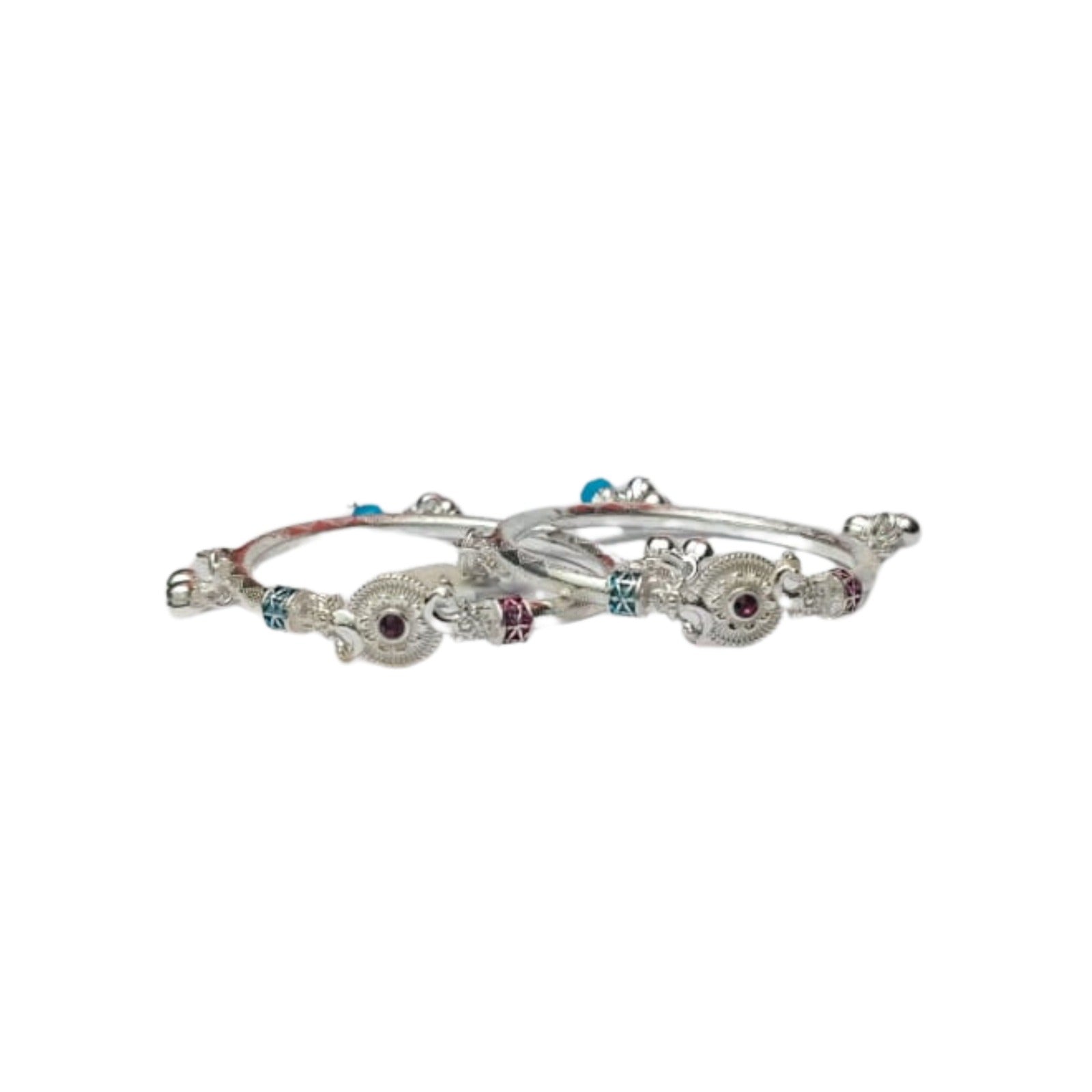 Baby Color Beads Silver Kada