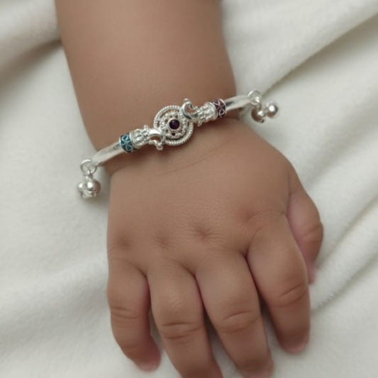 Baby Color Beads Silver Kada