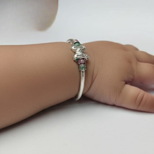 Baby Dual-Color Floral Silver Kada
