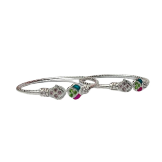 Baby Multicolor Floral Silver Kada