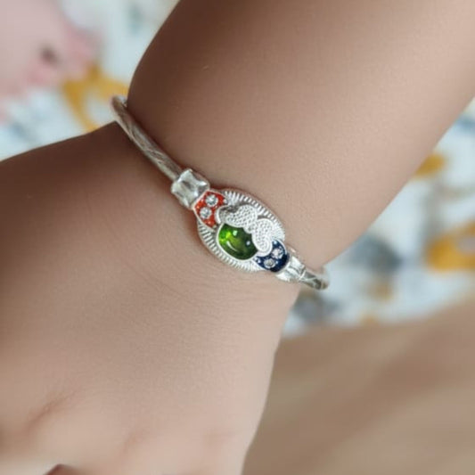 Baby Cartoon Face Silver Kada