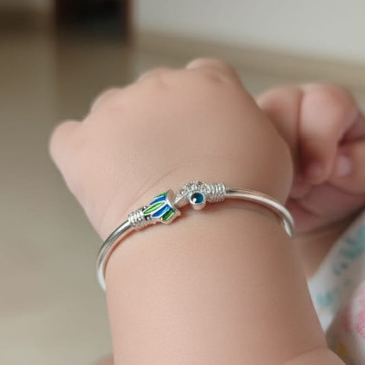 Baby Mor Pankh Silver Kada