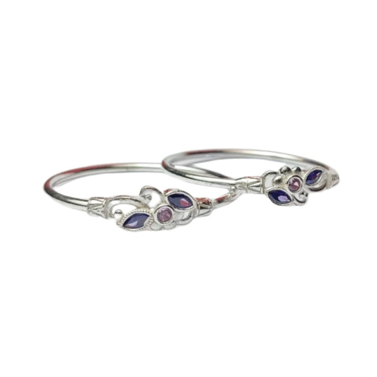 Baby Purple Petal Silver Kada