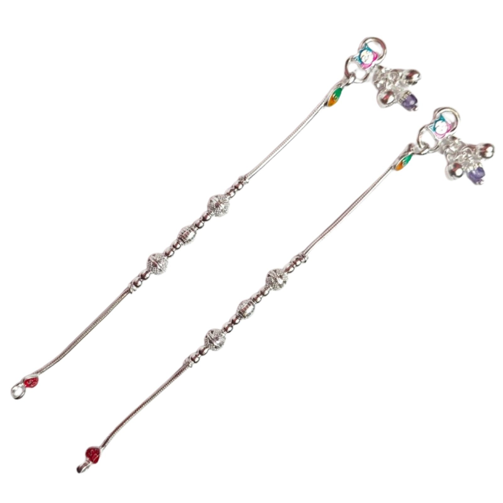 Elegant Beaded Silver Payal