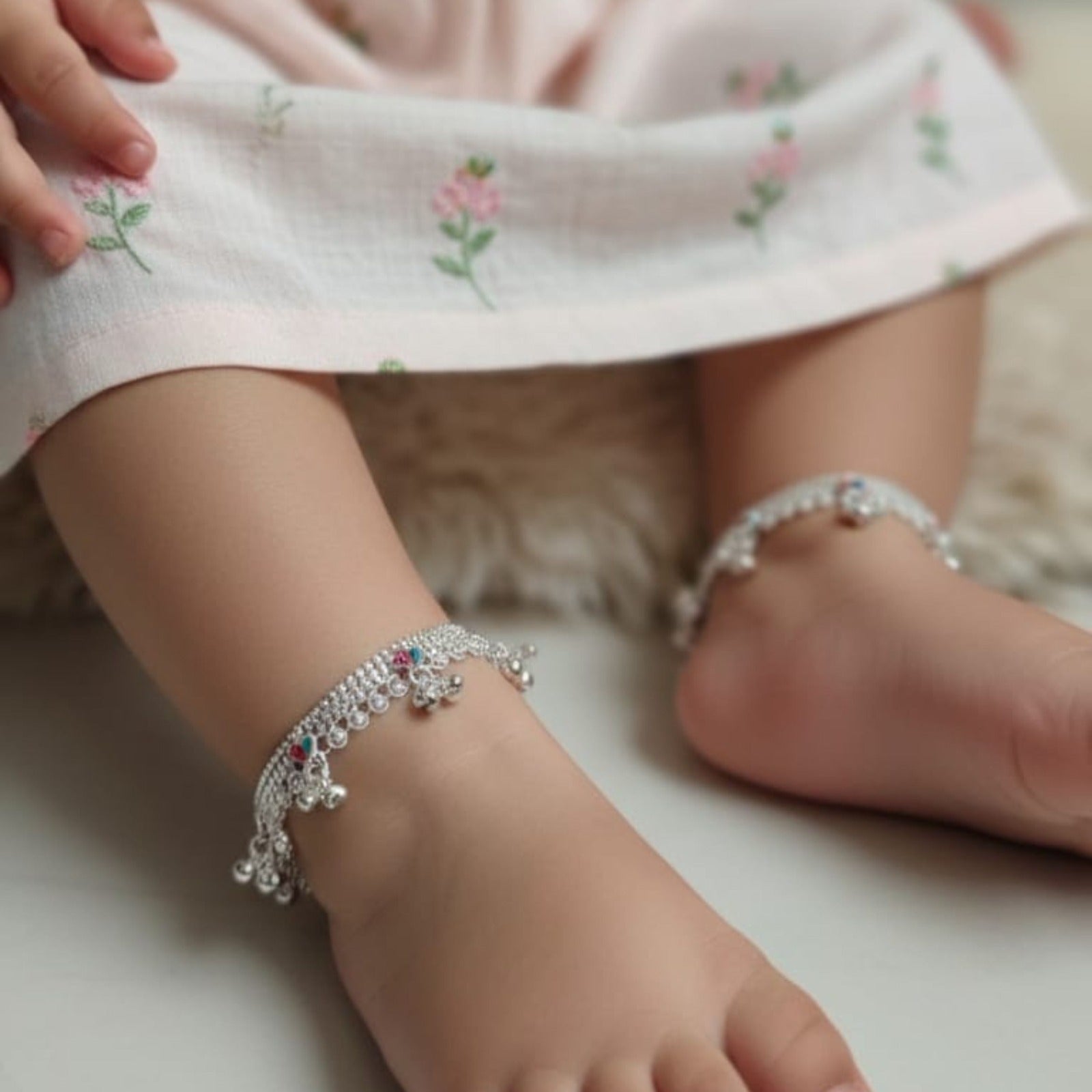 Rainbow Spark Silver Payal