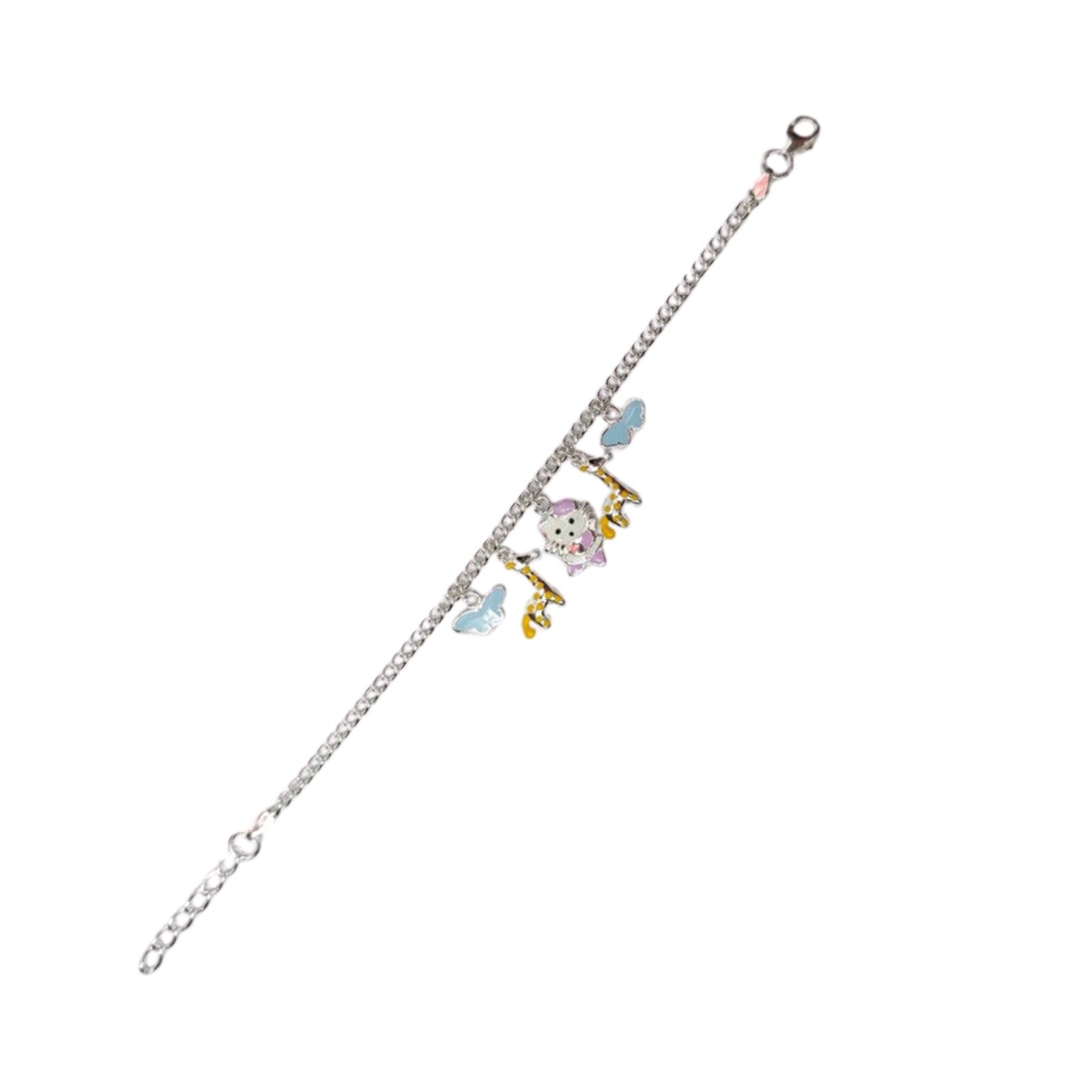 Cute Animal & Cloud Charm Silver Bracelet