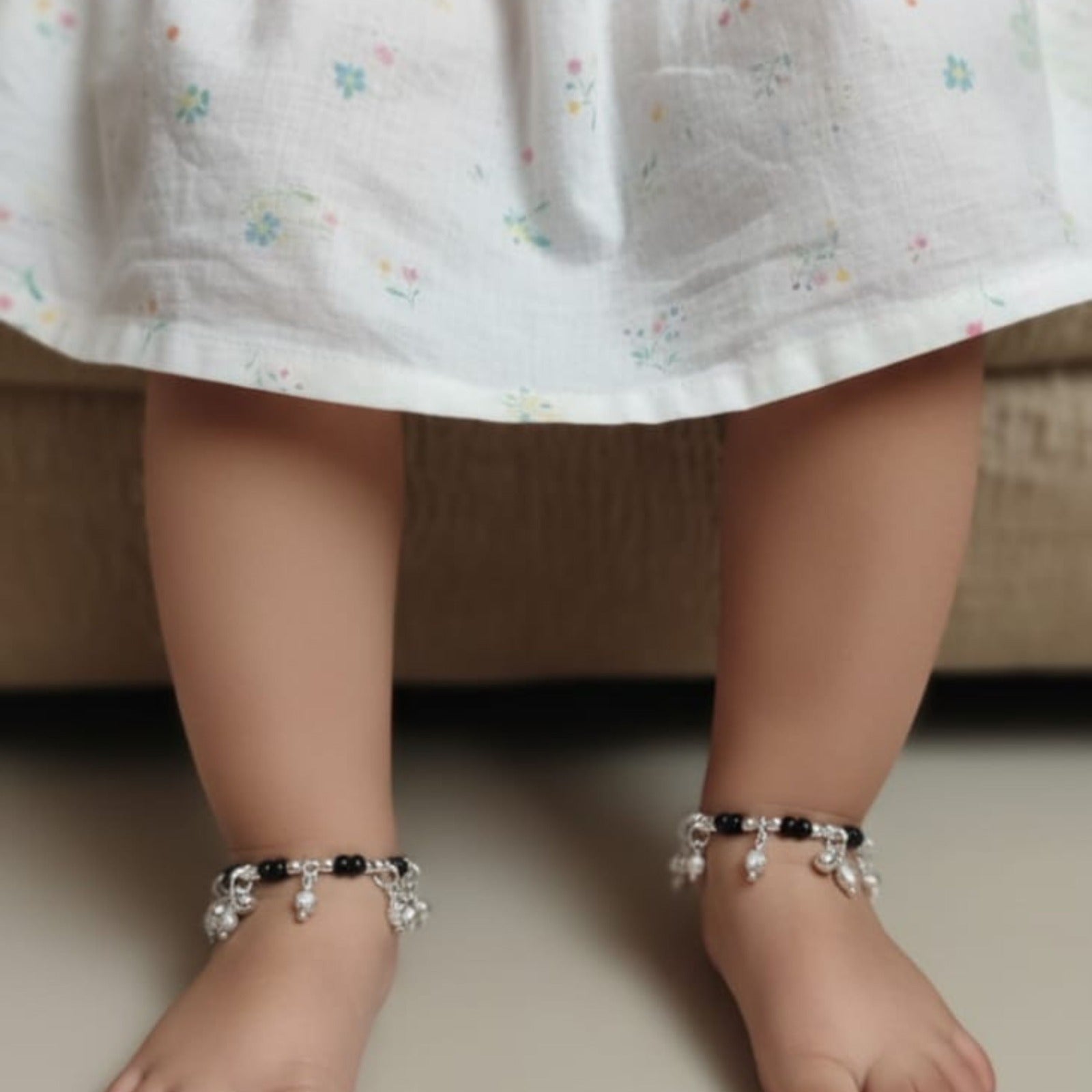 Black Bead Silver Payal