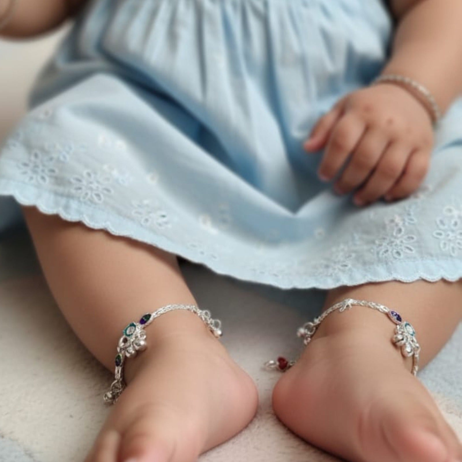 Shimmer Bells Silver Payal