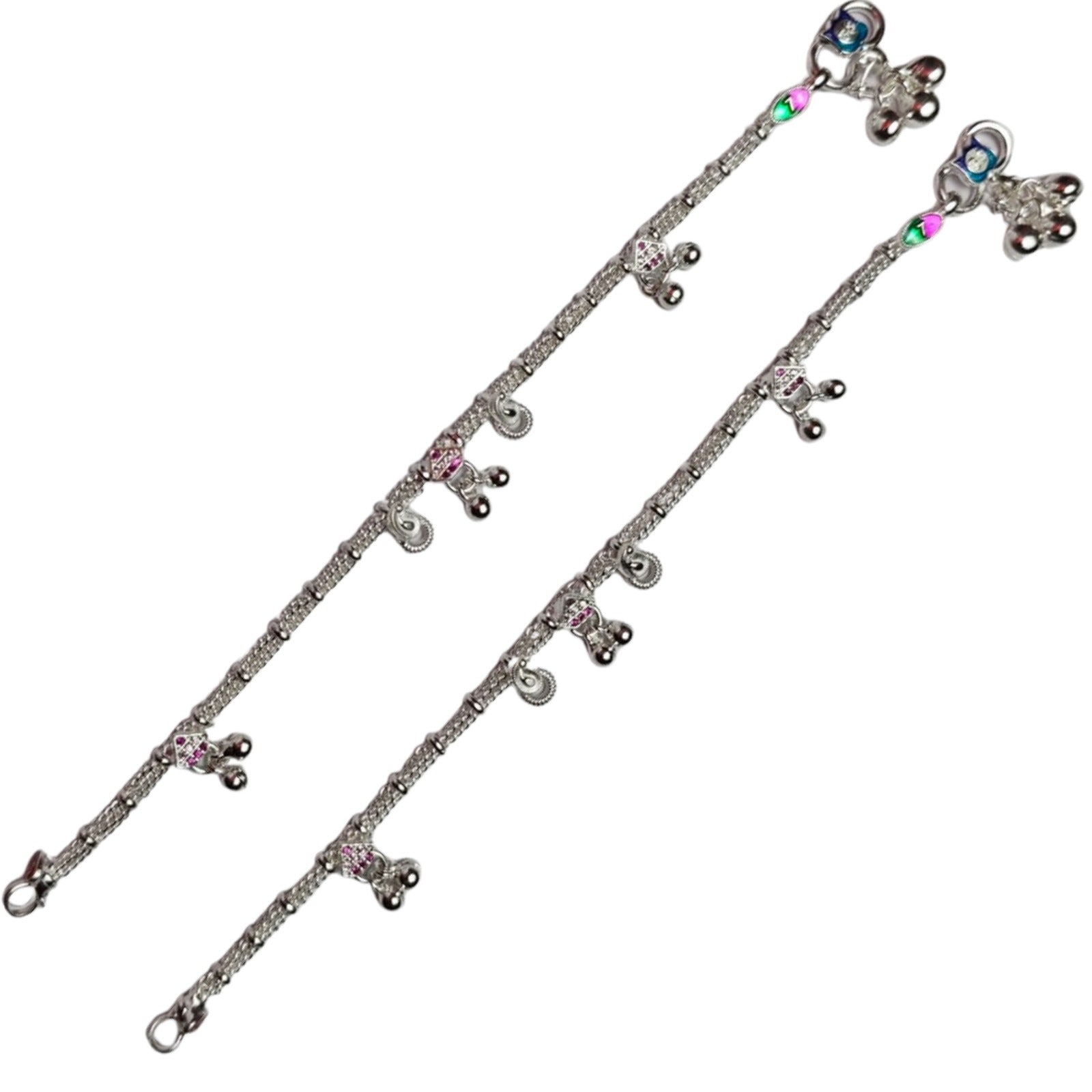 Pink Charm Silver Payal