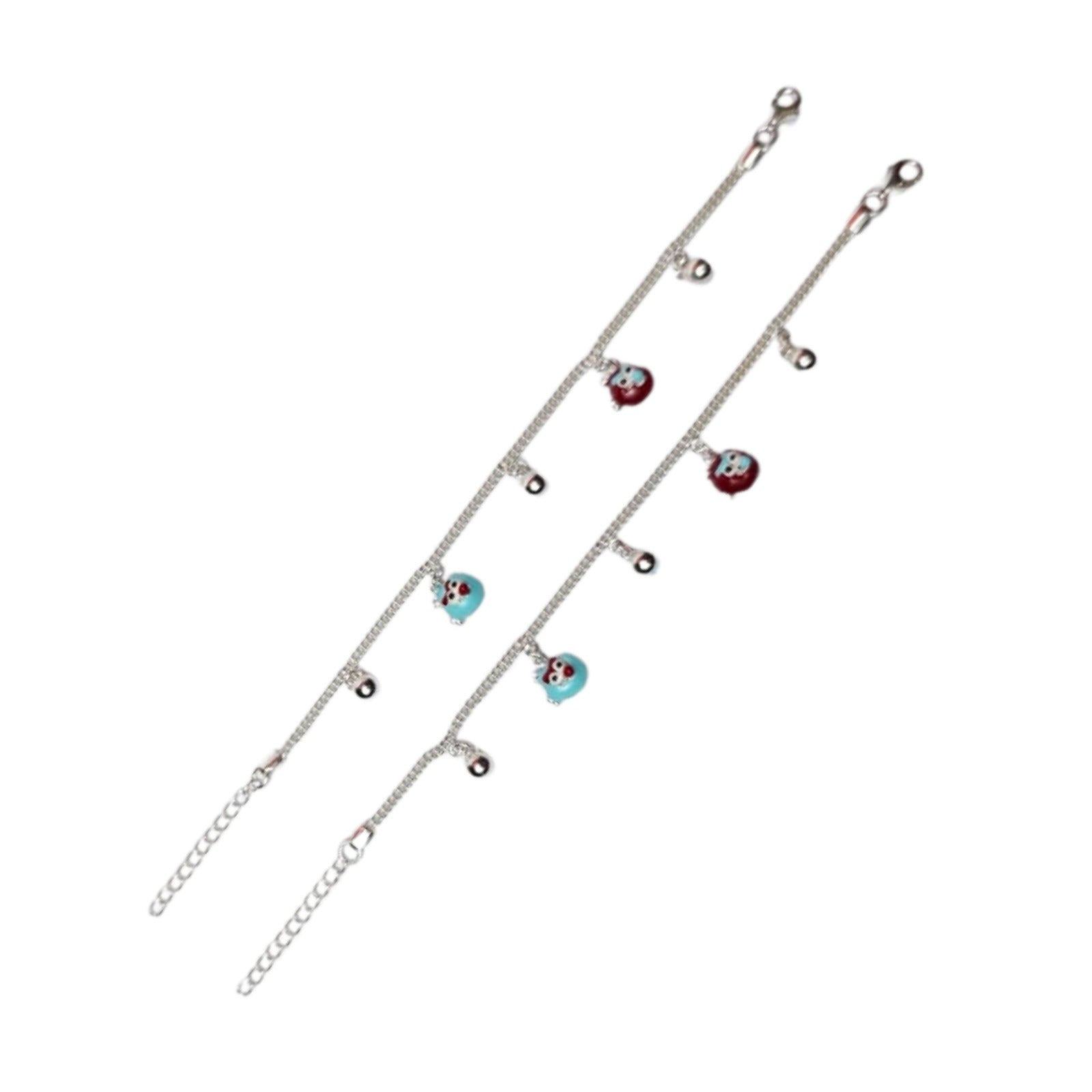 Cute Panda Duo Charm Silver Payal