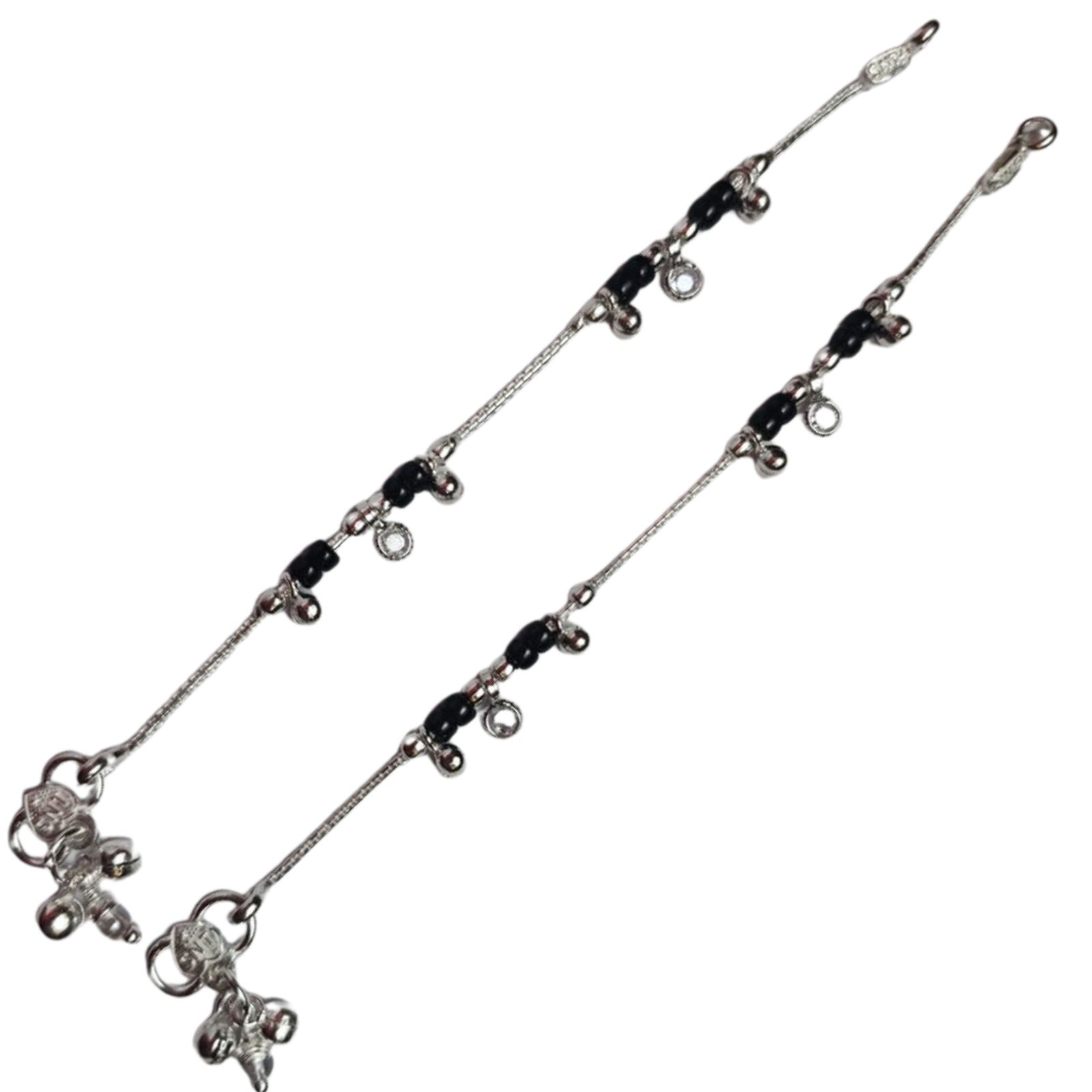 Black Bead Silver Payal