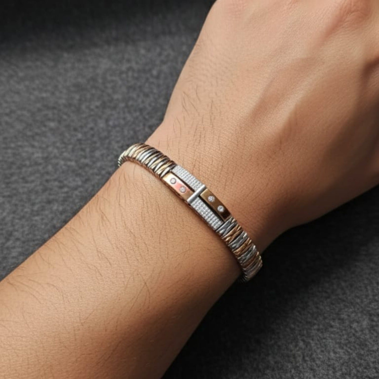 Silver Tri-Tone Fusion Bracelet