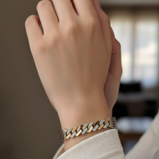 Silver Dual-Tone Link Bracelet